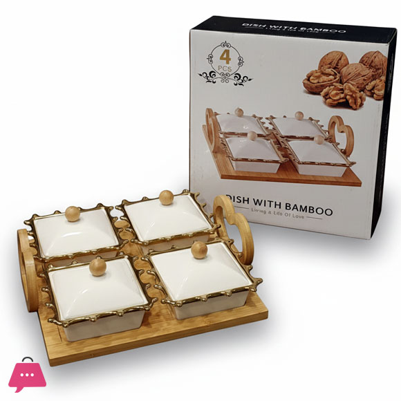 Heart & Square Shaped Ceramic Candy Tray with Beautiful Gold Rim