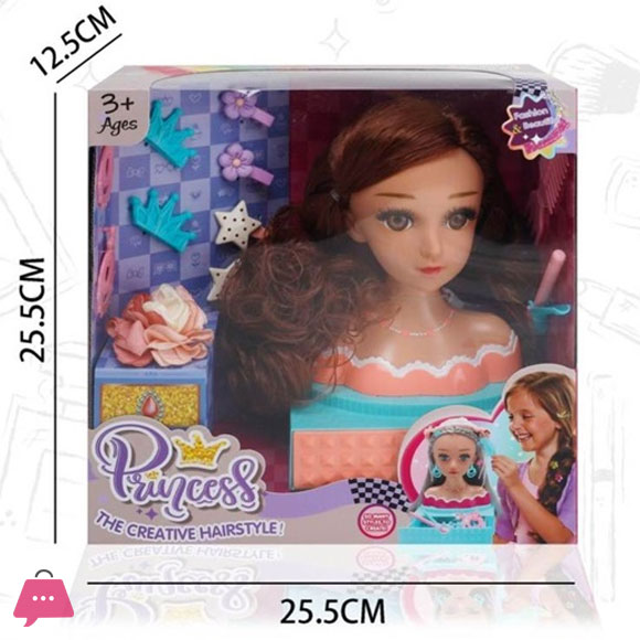 Princess Creative Hairstyle Styling Head with Accessories - 18-inch Fashion Doll for Girls