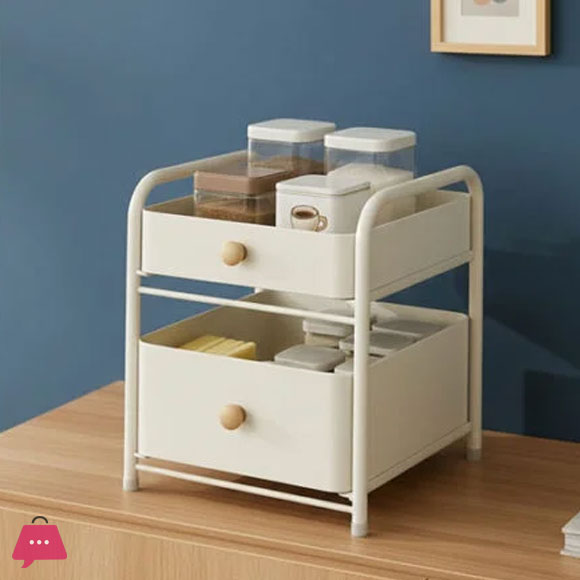 Binca Modern Countertop Storage Cart 2-Tier Drawer Organizer