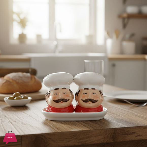 Chef Salt Shaker 2 Pieces with Stand