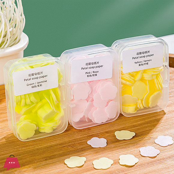 Disposible Paper Soap Cute Mini Hand Soap Flower Shape Travel Paper Soap (Pack of 2)