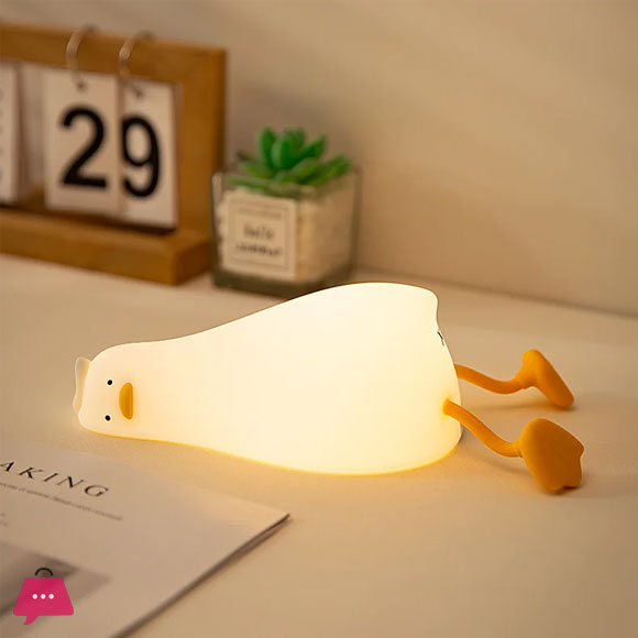 Duck Rechargeable LED Night Light Pat Silicone Lamp Bedside Cartoon Cute Nightlights for Home Room Decor