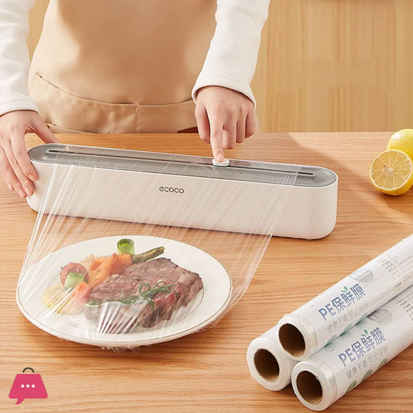 ECOCO Kitchen Disposable Plastic Wrap Foil Cling Film Wrap Dispenser
