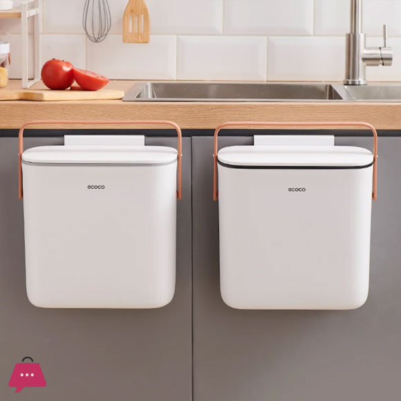 ECOCO Kitchen Trash Can Wall Mounted Trash Bin With Lid