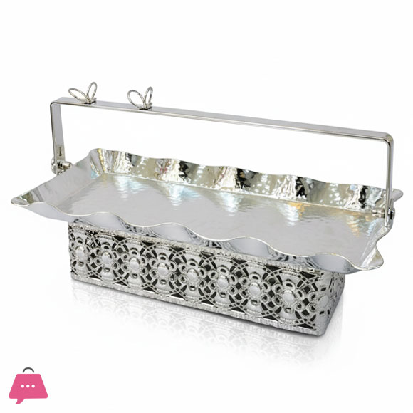 Elegant Silver Plated Decorative Basket with Wavy Platter