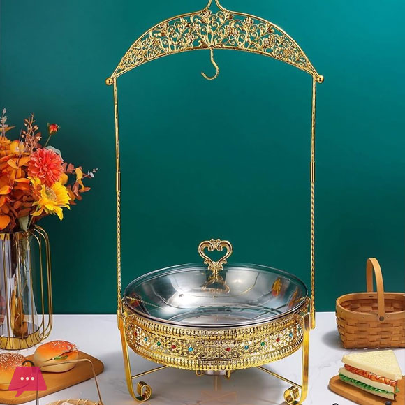 Hanging Lid Dining Stove Stainless Steel Chafing Dish Buffet Set with Hanging Cover for Catering Parties and Weddings 8Liter