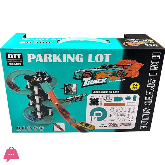 High Speed Slide Parking Lot Track Toy 74-Pcs
