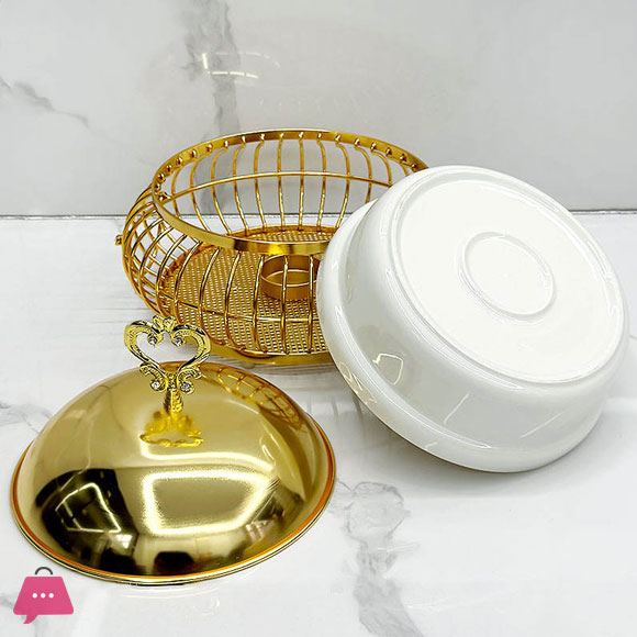 Luxury High Quality Golden Ceramic and Stainless Steel Egg Shape Gold Chafing Dish Buffet Dish 2Liter