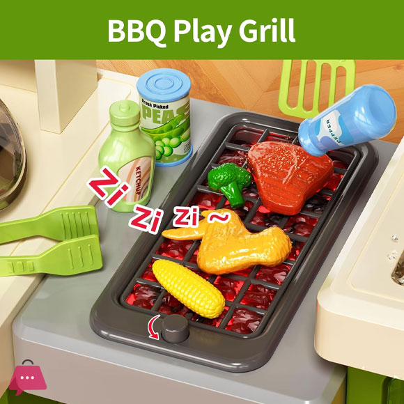 Pretend Play Kids Kitchen Play Set Toy Kitchen with Lights and Sounds Toddlers Ages 3-5