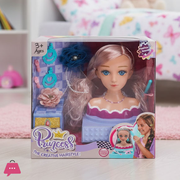 Princess Creative Hairstyle Styling Head with Accessories - 18-inch Fashion Doll for Girls