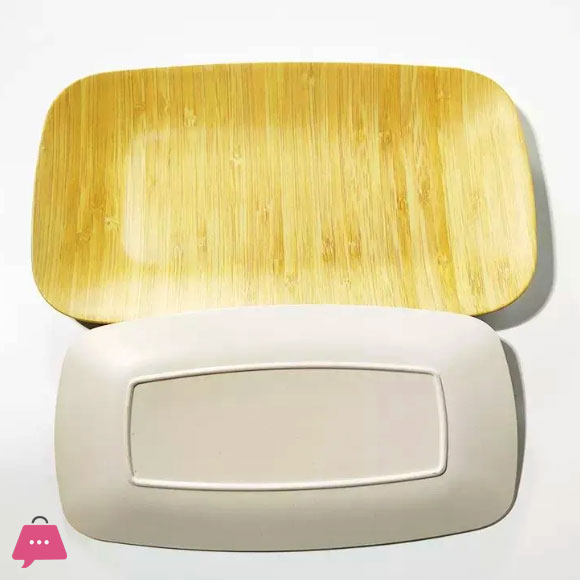Rectangular Shaped Eco Biodegradable Bamboo Fiber Plates for Bread Fruit Vegetable Food Rustic Serving Plate