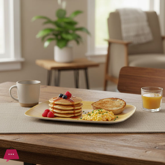 Rectangular Shaped Eco Biodegradable Bamboo Fiber Plates for Bread Fruit Vegetable Food Rustic Serving Plate