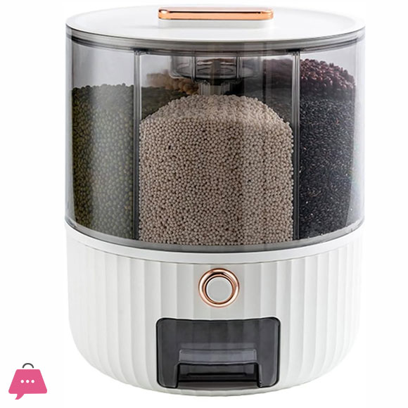 Rice Dispenser Rice and Grain Storage Container 360 Rotating Food Dispenser Measuring Cylinder with Lid Sealed Storage Container for Rice