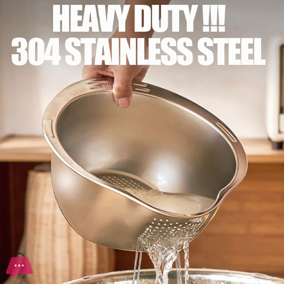 Rice Washing Bowl with Strainer 26 cm