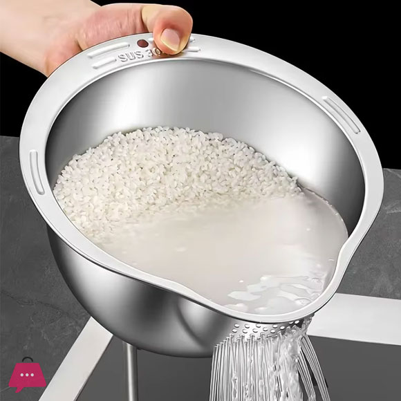 Rice Washing Bowl with Strainer 26 cm