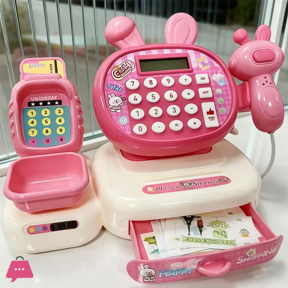 Simulated Supermarket Cash Register Toy, Multifunctional Supermarket Shopping Cashier Model with Card Swiping and Scanning
