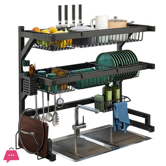 Sink Kitchen Rack – Double Layer Over-the-Sink Organizer 75CM