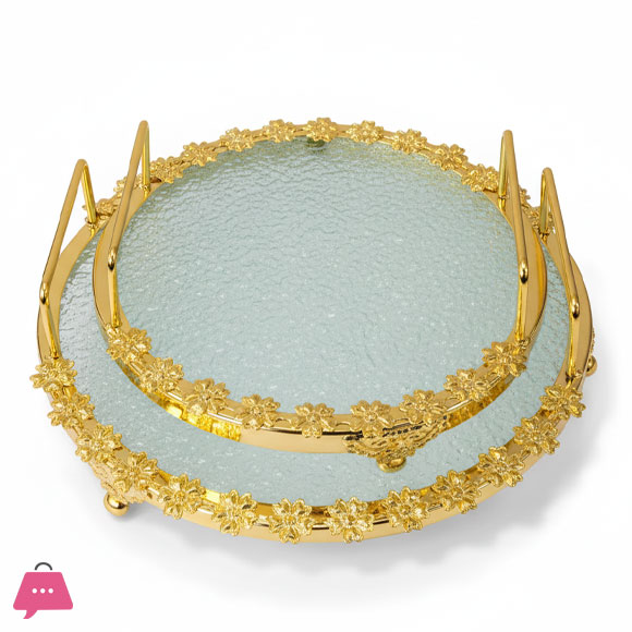Versatile Plated Silver & Gold Mirrored Serving Tray Set of 2