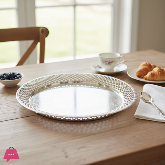Vintage Design Silver & Gold Serving Platter