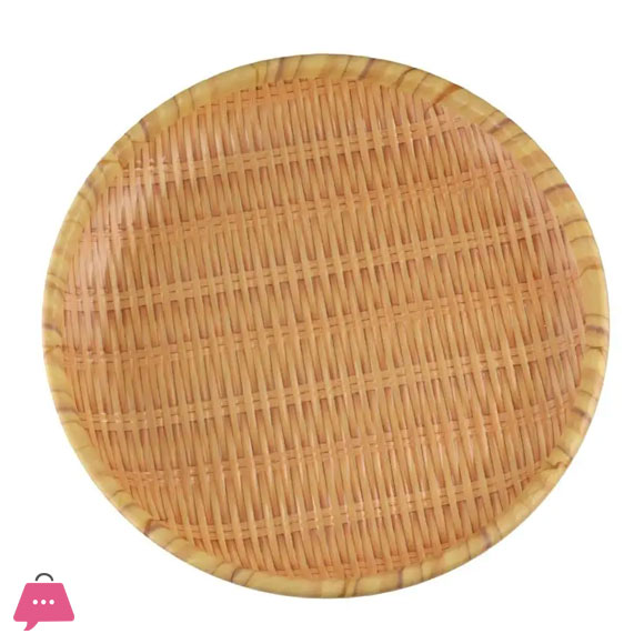 Rattan Round Biodegradable Bamboo Fiber Plate 25cm