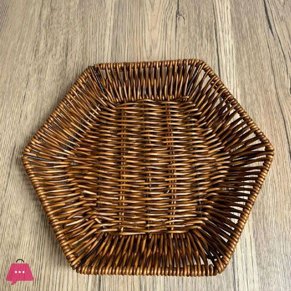 Wicker Bread Basket Tabletop Food Serving Trays Handwoven Storage Basket for Fruits Vegetables Home Restaurant 2 Size