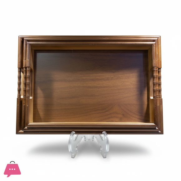 Wooden Tray Set Carved Side Handle