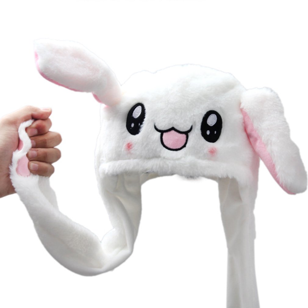 Rabbit Hat With Moving Ears Hat Ears Warm Plush Sweet Cute Airbag Cap Funny Hat Ear Movable Gift For Kids