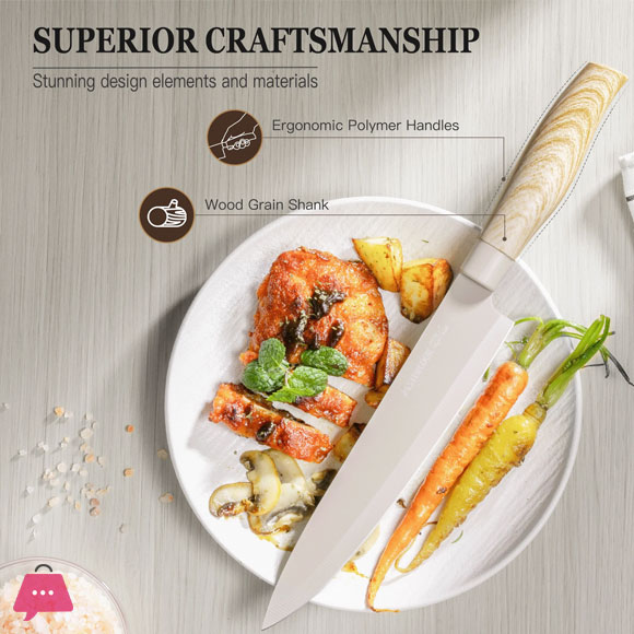 6 Piece Knife Set Kitchen Knives Block Sets with Healthy Anti-Rust Coating Stainless Steel Chef Knife Set