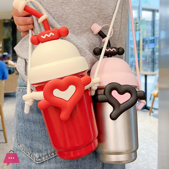 700ml love Heart Design Double Wall Stainless Steel Vacuum Coffee Tumbler Cup