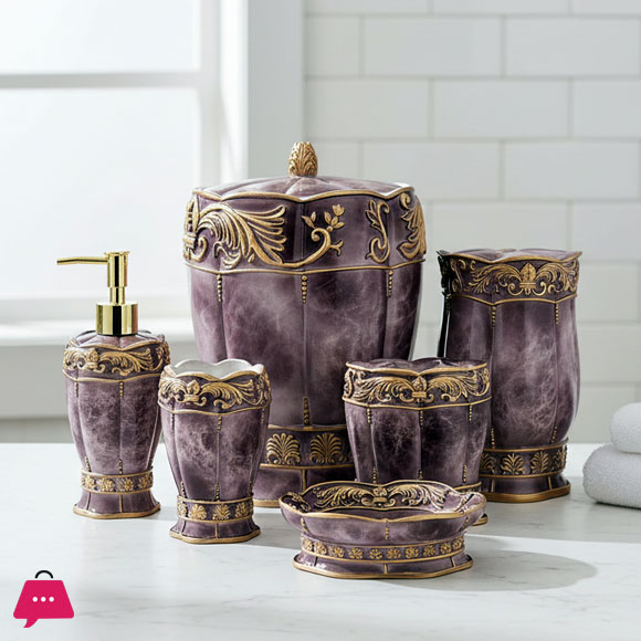 Modern Resin Made Bathroom Accessories Set 7 Pcs in Pakistan