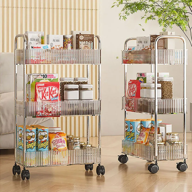 Multi-Layers Storage Rack Home Trolley for Snacks Cosmetic 3 & 4 Tiers Rolling Cart