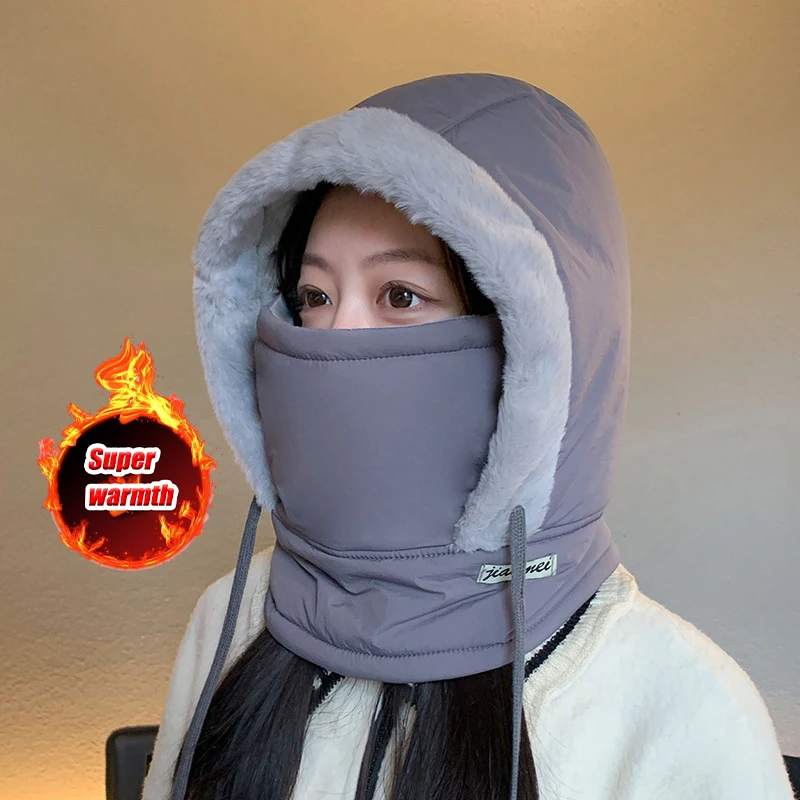 Winter Thermal Fleece Warmer Cold Weather Thermal Scarf Winter Windproof Hood Hat Face Mask for Outdoor Activities