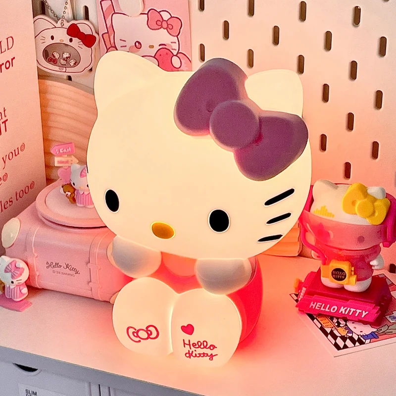 Kawaii Hello Kitty Pat Night Light Girls Bedroom Bedlight Anime Hellokitty Night Lamp
