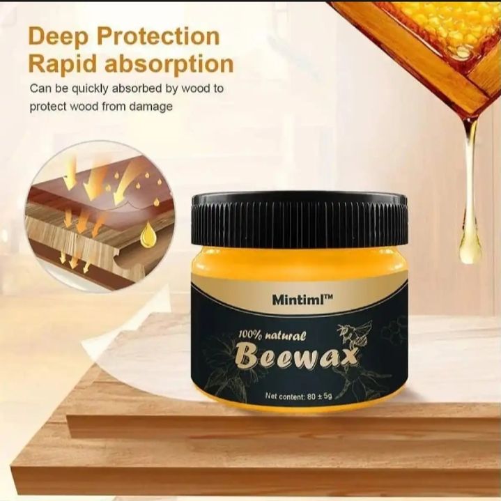 Natural Wood Wax Traditional Beeswax Polish for Wood & Furniture (85g)