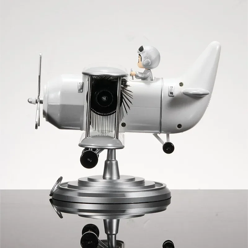Plastic Case Creative Table Clocks Vintage Aircraft Moulding Desk Clock Auto Page-Turning