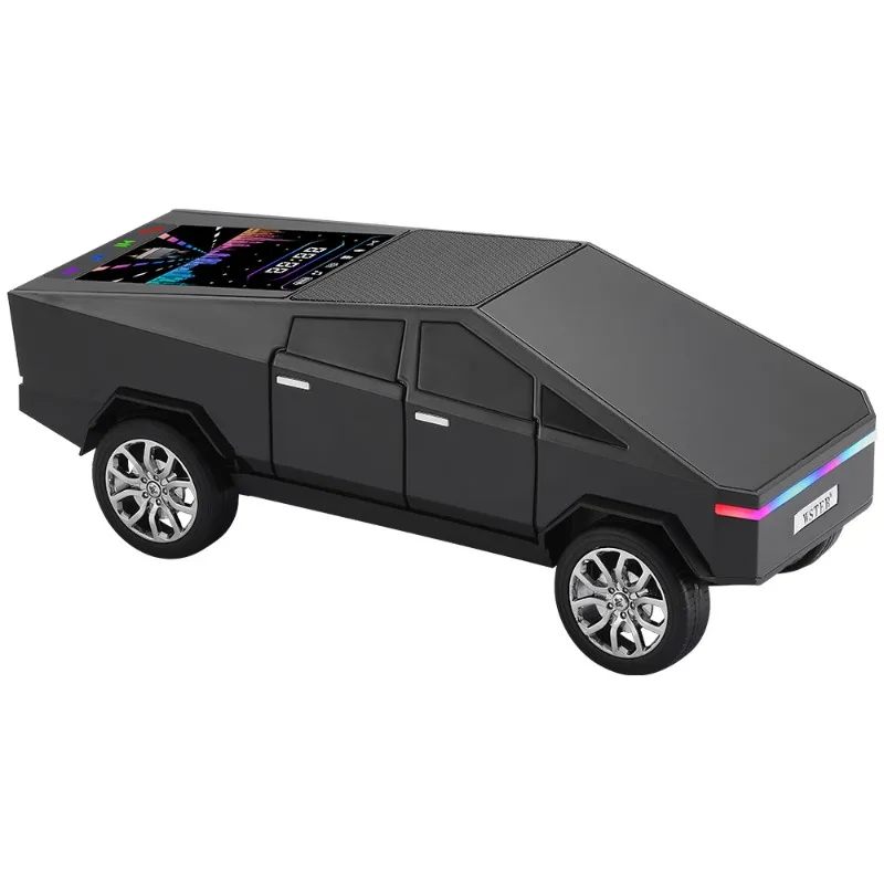 Tesla Cyber Truck Bluetooth Speaker with Display Screen HIFI Stereo Surround Desktop Computer Audio Support TF Card USB Playback