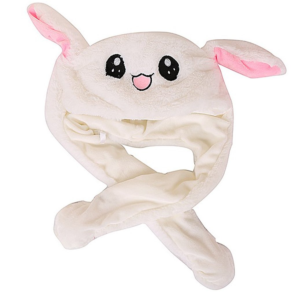 Rabbit Hat With Moving Ears Hat Ears Warm Plush Sweet Cute Airbag Cap Funny Hat Ear Movable Gift For Kids