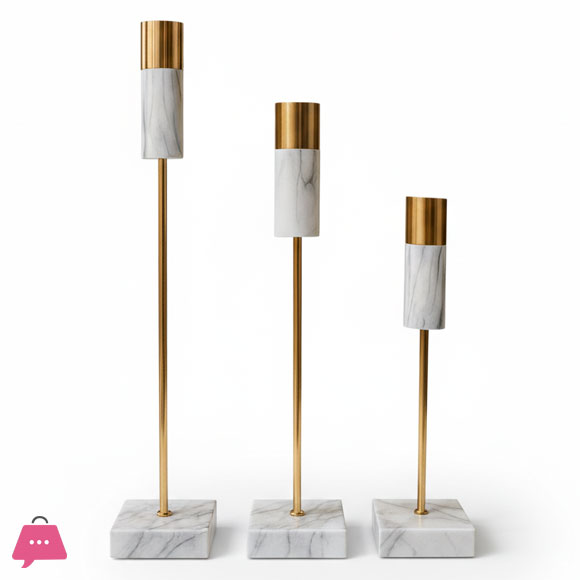 Bianca Candle Stand Marble Effect 3-Pcs