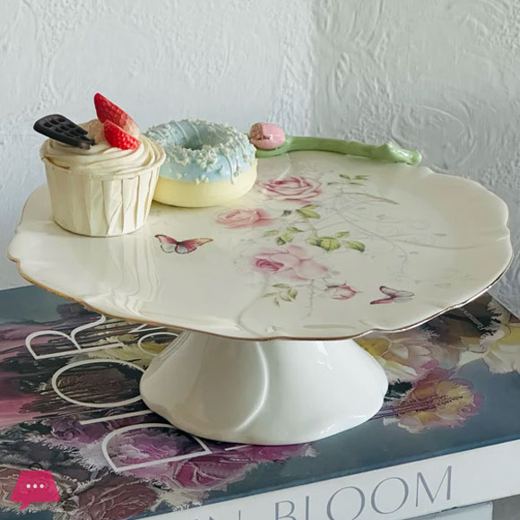Butterfly Rose Garden Cake Stand with Presto Cake Lifter