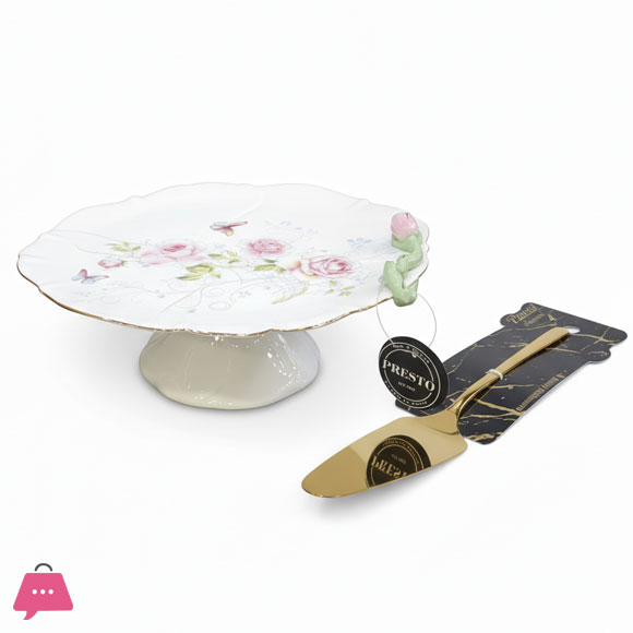 Butterfly Rose Garden Cake Stand with Presto Cake Lifter