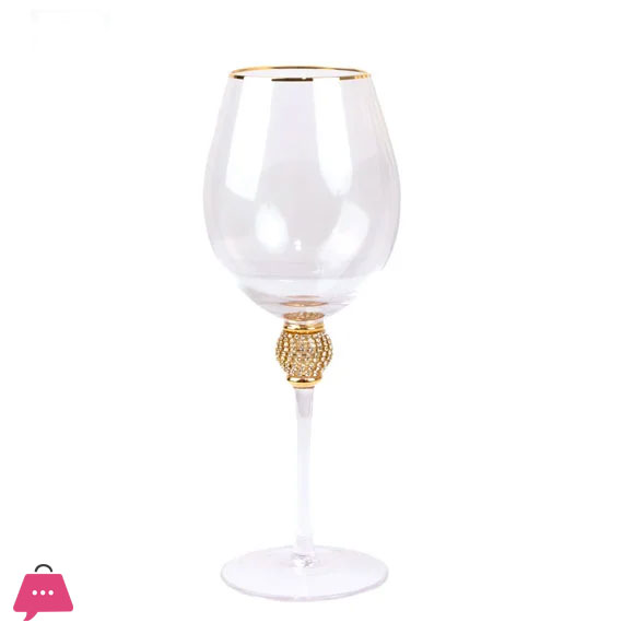 Crystal Wine Glass with Gold Detailing Pack of 6