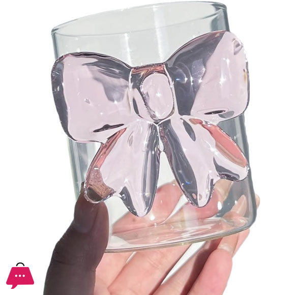 Cute Bow Glasses Cup Clear Crystal Cup 1-Pcs