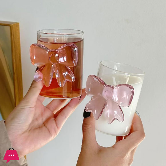 Cute Bow Glasses Cup Clear Crystal Cup 1-Pcs