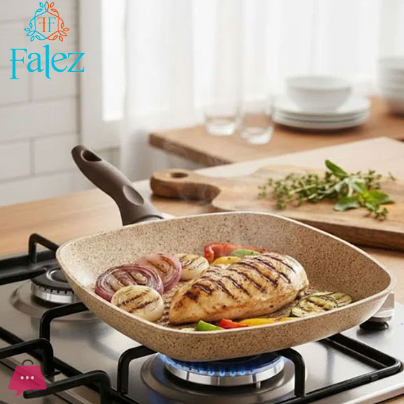 Falez Granite Grill Pan 28cm – Square Non-Stick Turkish