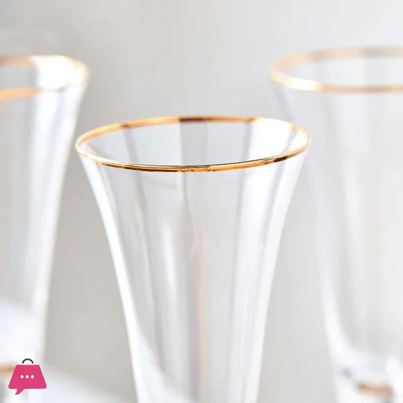Franzese Russian Crystal Martini Glass with Gold Detailing Set of 6