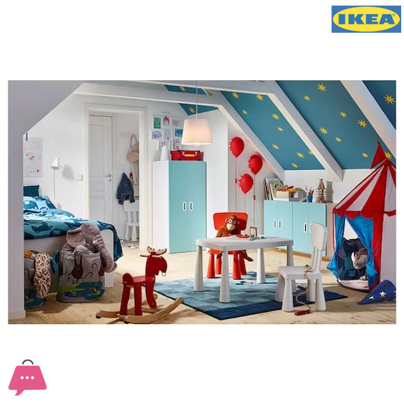 IKEA MAMMUT Childrens Table, In/Outdoor White 77×55 cm