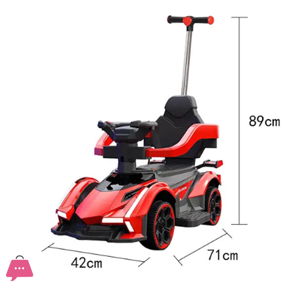 Kids Push Sport Car With Push Handle and Adjustable Steering Wheel Lights and Music