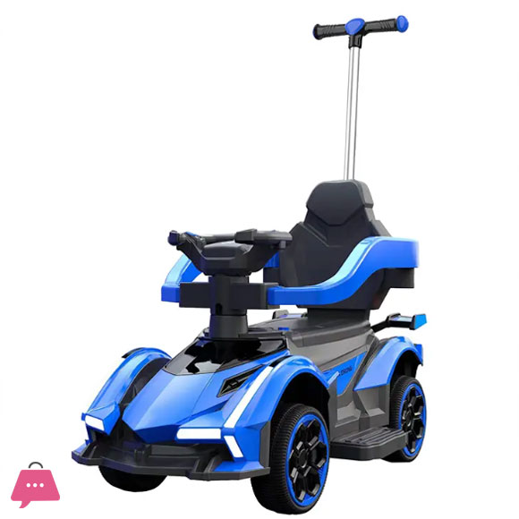 Kids Push Sport Car With Push Handle and Adjustable Steering Wheel Lights and Music