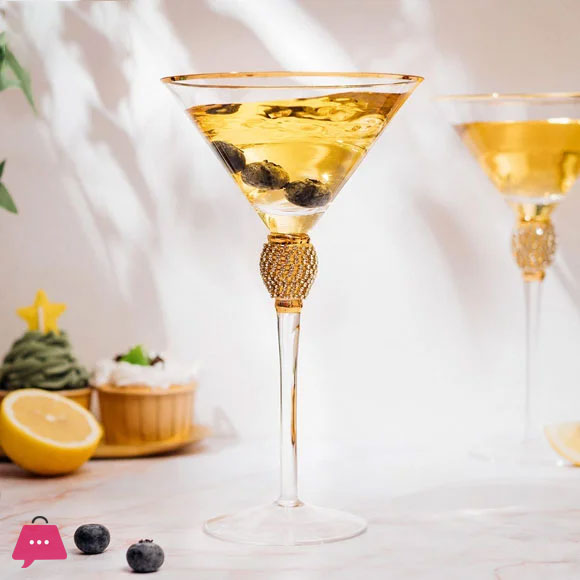 Luxury Crystal Martini Glass with Gold Detailing – Set of 6