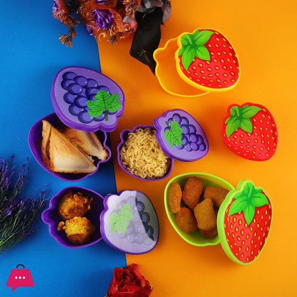 Pack of 3 Strawberry Bowls Set with Fruity Design Llid - Best Bowl Set for kids
